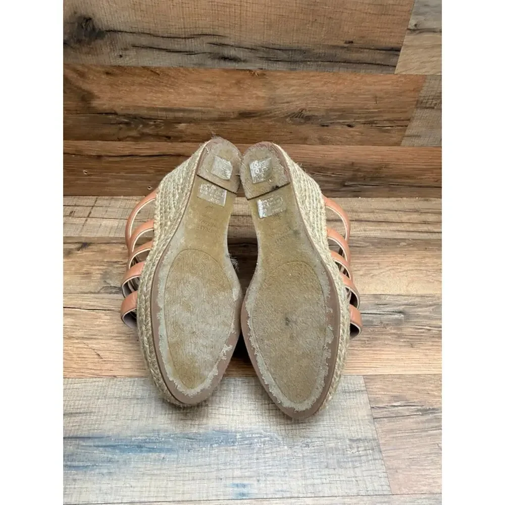 Stuart Weitzman size 10 Lilyana platform beige Leather Wedge Sandal Shoe Women's